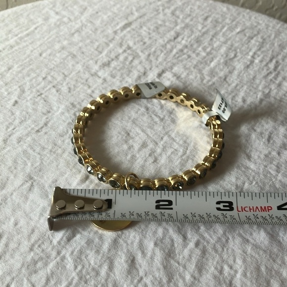Gold tone slip on faux gem bracelet with gold charm - Picture 15 of 16